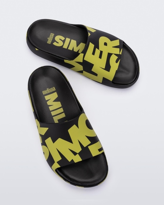 Melissa Fashion Cloud Simon Miller Slide Black-Kiwi Logo Scramble