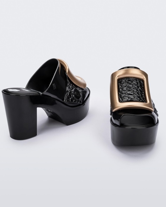 Melissa Fashion Mule Buckle Up Viktor & Rolf Black-Gold