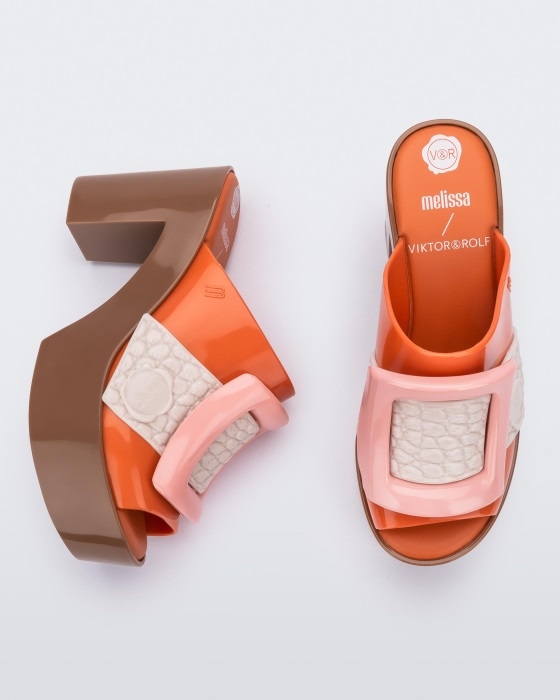 Melissa Fashion Mule Buckle Up Viktor & Rolf Orange-Beige-Pink