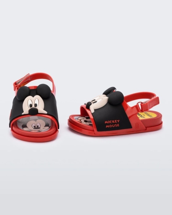 Mini Melissa Fashion Beach Slide Sandal Mickey & Friends-Baby Red