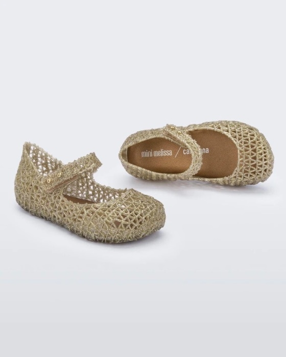 Mini Melissa Fashion Campana Papel Flat-Baby Gold