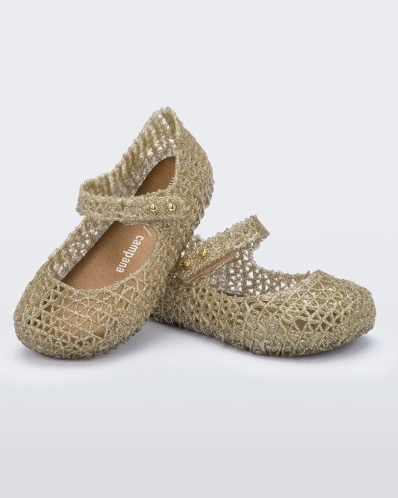 Mini Melissa Fashion Campana Papel Flat-Baby Gold