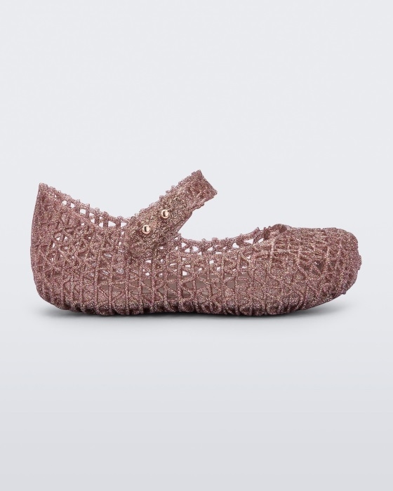 Mini Melissa Fashion Campana Papel Flat-Baby Rose Glitter