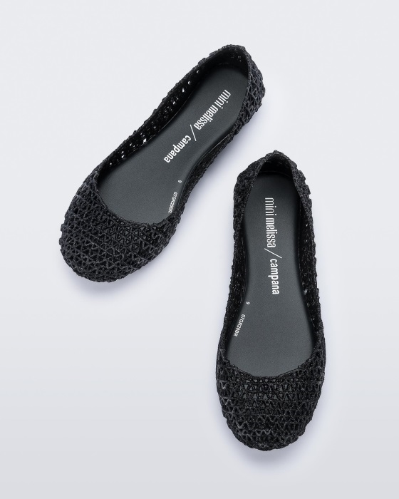 Mini Melissa Fashion Campana Papel Flat-Kids Black