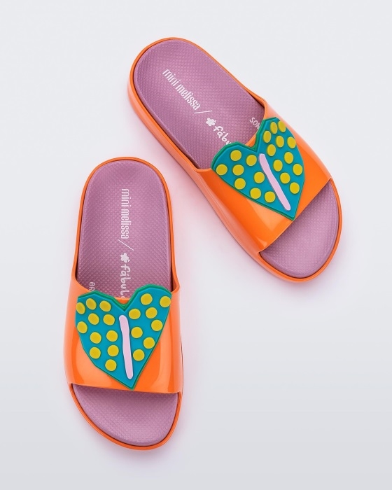 Mini Melissa Fashion Cloud Fabula Slide-Kids Orange-Pink