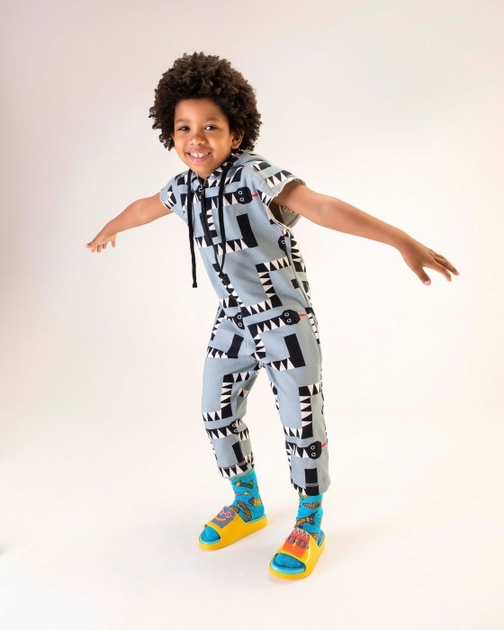 Mini Melissa Fashion Cloud Fabula Slide-Kids Yellow-Blue