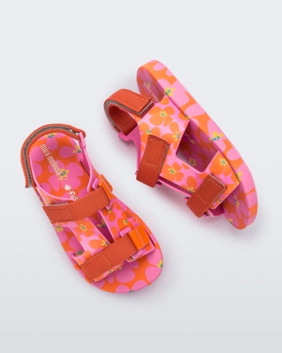 Mini Melissa Fashion Ping Pong Fabula Sandal-Kids Pink-Orange