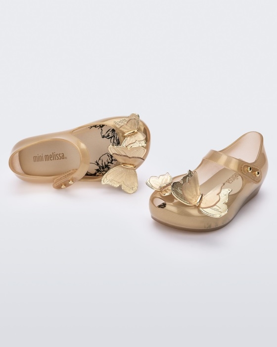 Mini Melissa Fashion Ultragirl Butterfly Flat-Baby Gold